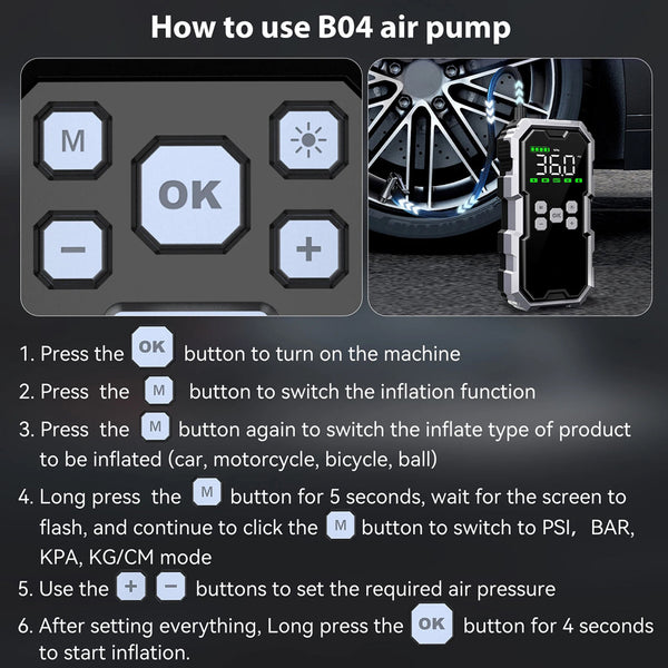 StartZapo V2 7000A Jump Starter and Tire Inflator