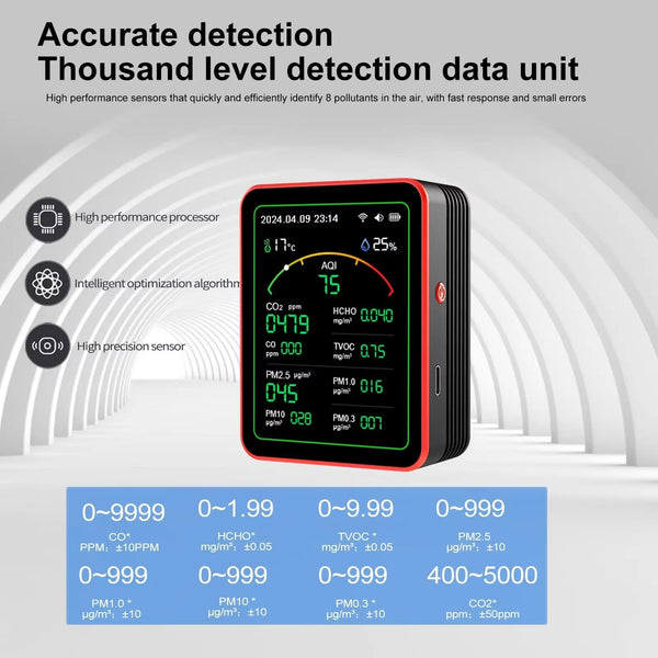 AtmoxAir 15-in-1 Smart Air Quality Monitor with WiFi App