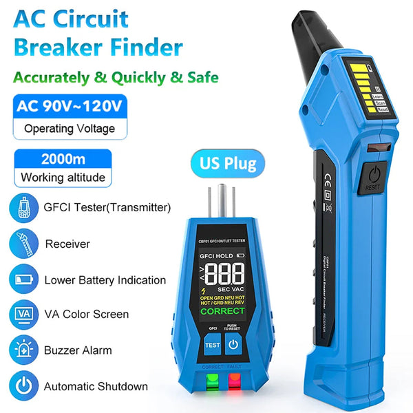 BortDesi 2-in-1 Digital Circuit Breaker Finder with GFCI Tester