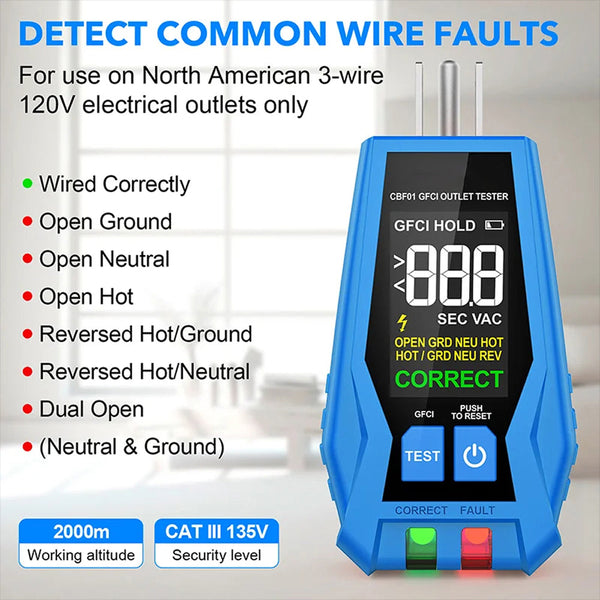 BortDesi 2-in-1 Digital Circuit Breaker Finder with GFCI Tester