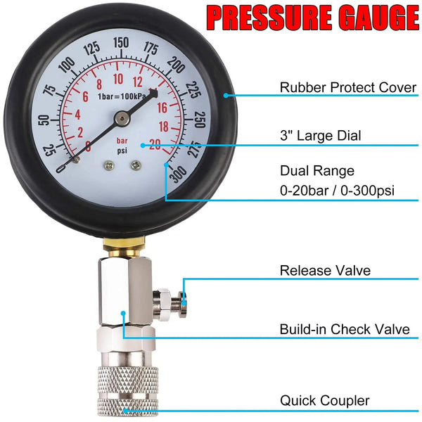 DelNopsi 2-in-1 Fuel Pressure and Compression Tester Kit