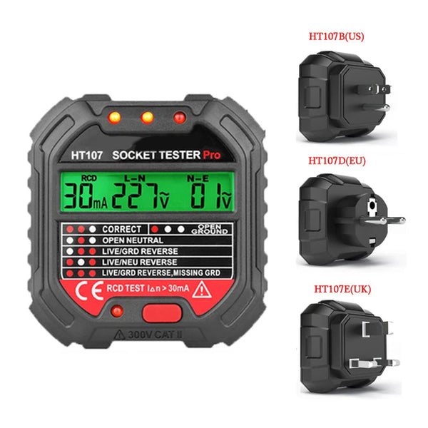 EltaNoci Digital Socket Tester with RCD Test and LCD Voltage Display