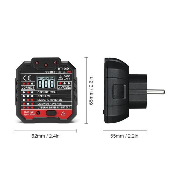 EltaNoci Digital Socket Tester with RCD Test and LCD Voltage Display