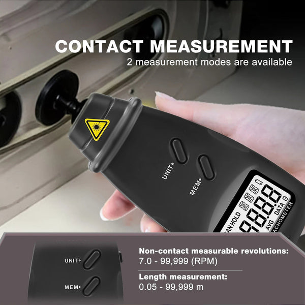 ErinFita 2-in-1 Contact & Non-Contact Laser Tachometer