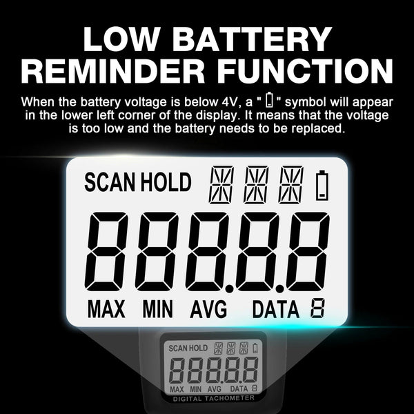 ErinFita 2-in-1 Contact & Non-Contact Laser Tachometer
