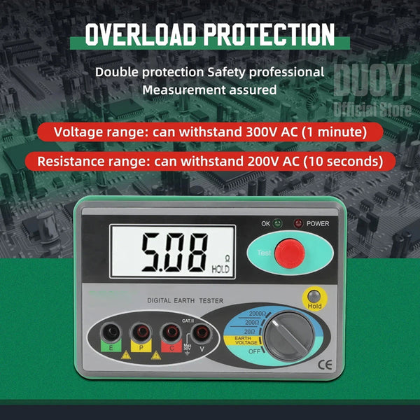 EthixLovi Earth Ground Resistance Tester - 2000 Ohm Range