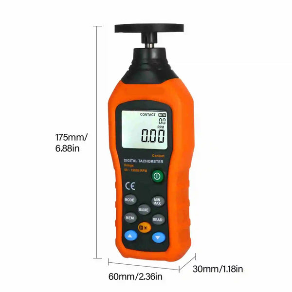 InfiWeas Professional Contact Tachometer for Industrial RPM & Surface Speed