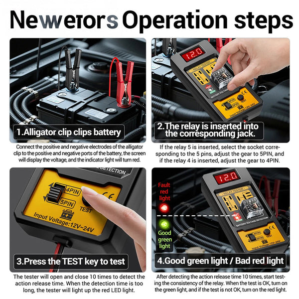 LamiWexi Automotive Relay Tester with Live Voltage Display