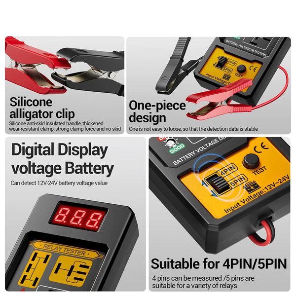 LamiWexi Automotive Relay Tester with Live Voltage Display