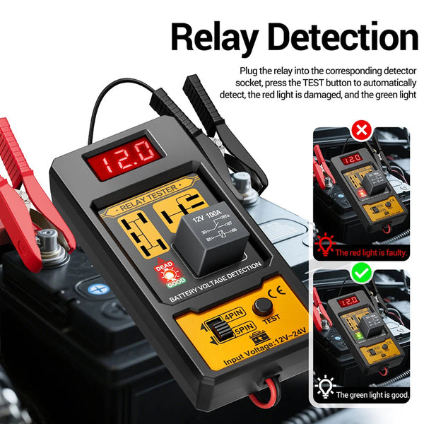 LamiWexi Automotive Relay Tester with Live Voltage Display