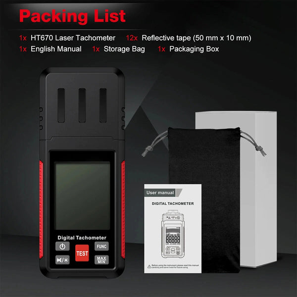 LoftDoci Non-Contact Digital Laser Tachometer