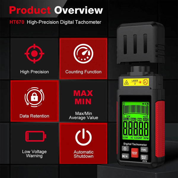 LoftDoci Non-Contact Digital Laser Tachometer