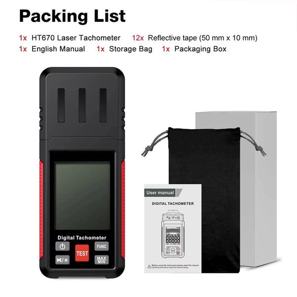 LoftDoci Non-Contact Digital Laser Tachometer