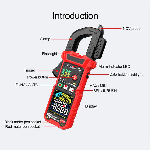 MereiCeci True RMS Digital Clamp Meter for Industrial HVAC