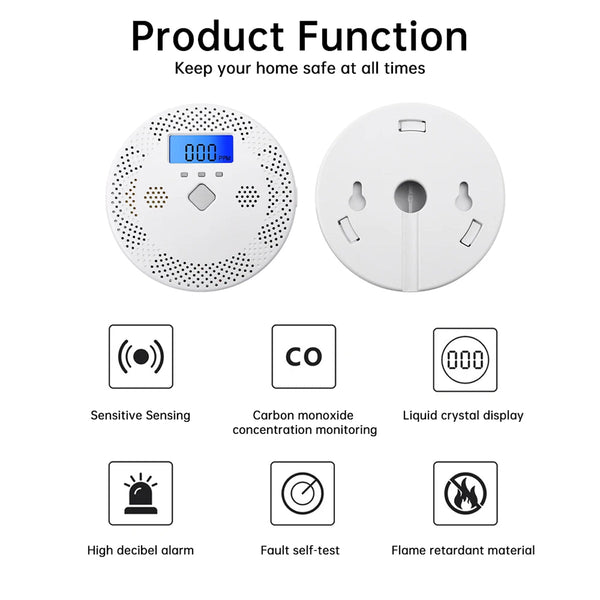 PralliRes Smart Carbon Monoxide Detector with Tuya App WiFi Notifications