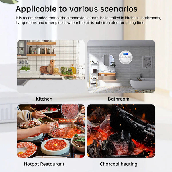 PralliRes Smart Carbon Monoxide Detector with Tuya App WiFi Notifications