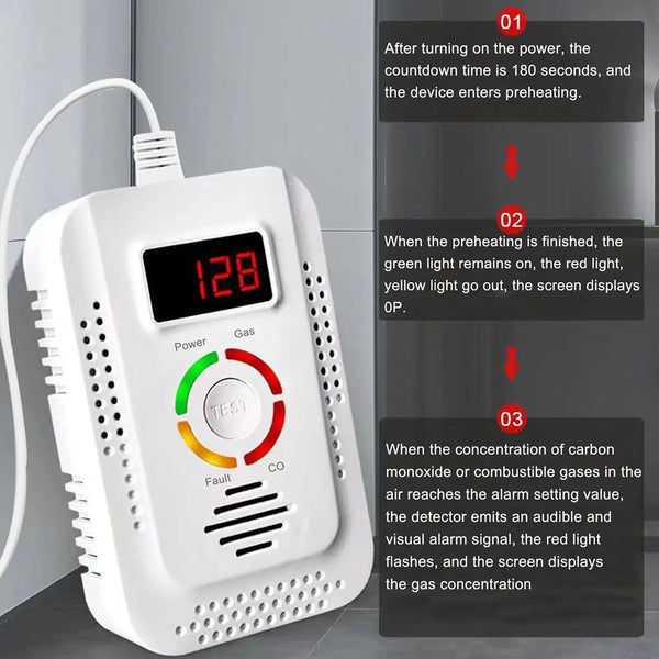 TeadLorel 2-in-1 Natural Gas and Carbon Monoxide Detector with LCD Display