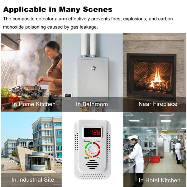 TeadLorel 2-in-1 Natural Gas and Carbon Monoxide Detector with LCD Display