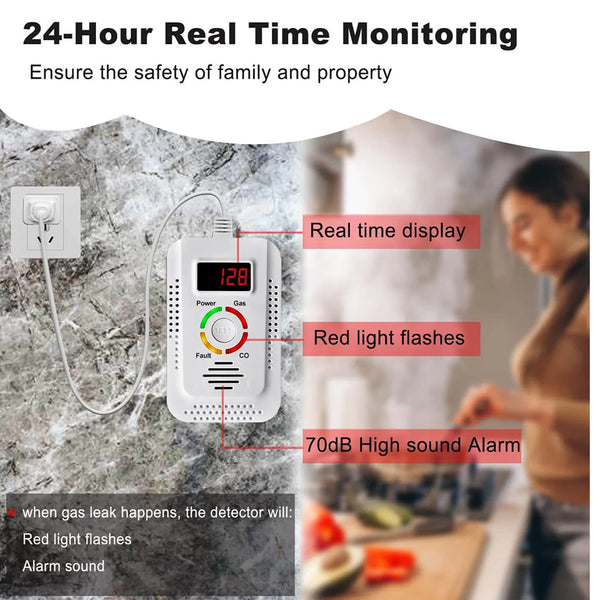 TeadLorel 2-in-1 Natural Gas and Carbon Monoxide Detector with LCD Display