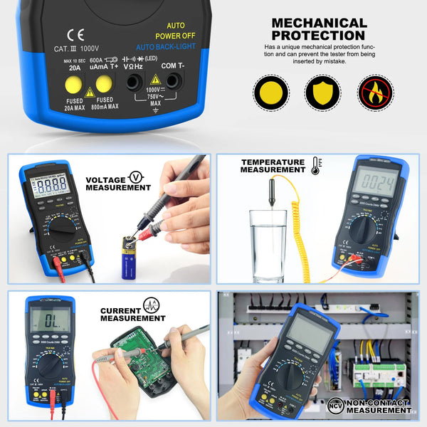 TrusMeaz 40,000 Count True RMS Digital Multimeter with Safety Shutters