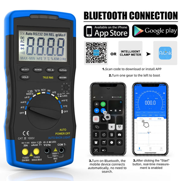 TrusMeaz 40,000 Count True RMS Digital Multimeter with Safety Shutters