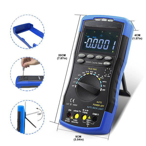 TrusMeaz 40,000 Count True RMS Digital Multimeter with Safety Shutters
