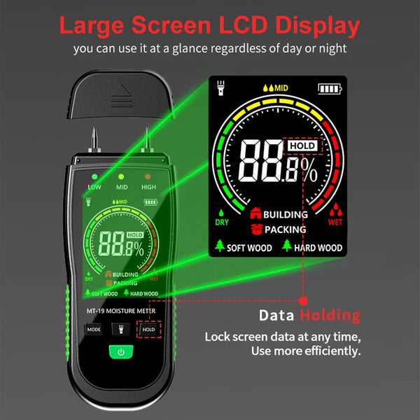 WomiTero Wood Moisture Meter ±0.5% High Precision 4-Mode Sensor